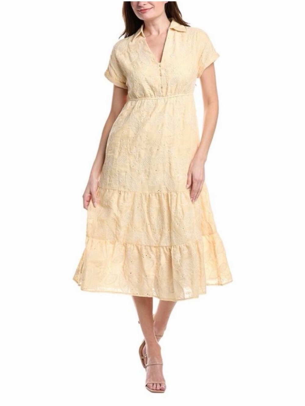 Sam Edelman Butter SS Collar Eyelet Maxi Dress size 8 new with tags